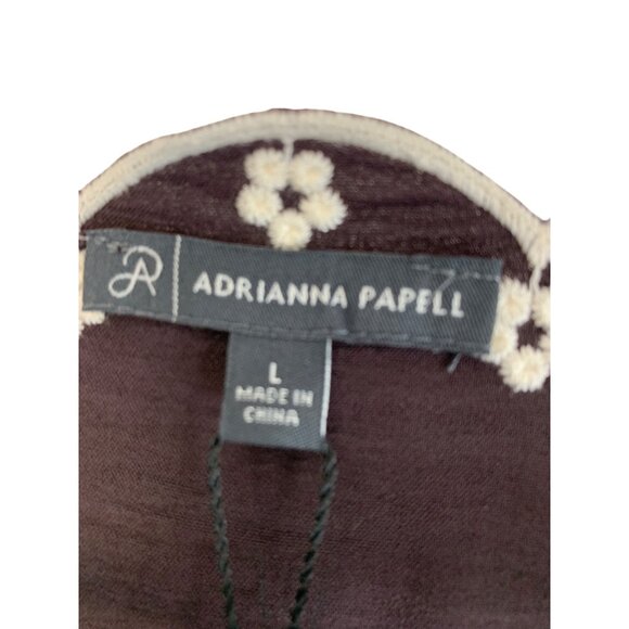 NWT Brown Embroidered Blouse Tie Front Puff Sleeves Boho Style NWT Size L - Picture 7 of 10